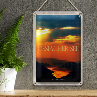 Blechschild Reise 20x30cm Ossiacher See Natur Sonnenuntergang
