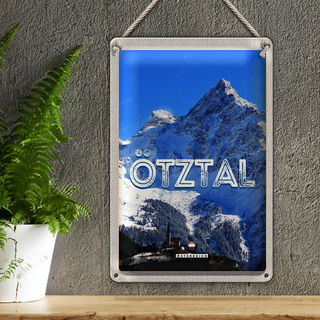 Blechschild Reise 20x30cm Ötztal Österrecih Berg Schnee Winter