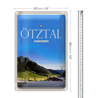 Blechschild Reise 20x30cm Ötztal Österreich Wald Natur Urlaub