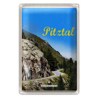 Blechschild Reise 20x30cm Pitztal Österreich Wald Natur Berge