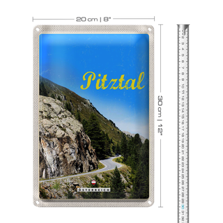 Blechschild Reise 20x30cm Pitztal Österreich Wald Natur Berge