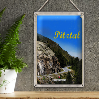 Blechschild Reise 20x30cm Pitztal Österreich Wald Natur Berge