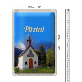 Blechschild Reise 20x30cm Pitztal Kirche Österreich Natur Urlaub