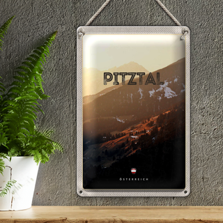 Blechschild Reise 20x30cm Pitztal Gebirge Schnee Natur Urlaub
