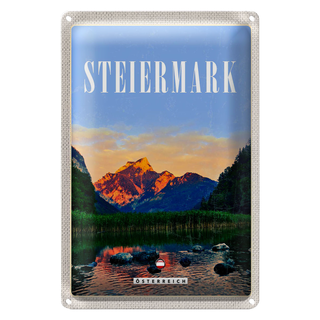 Blechschild Reise 20x30cm Steiermark Österreich Urlaub See Natur