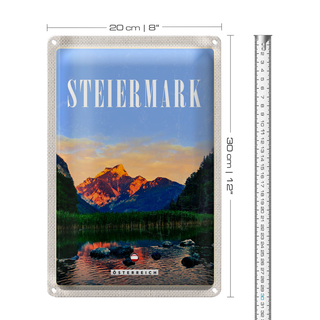 Blechschild Reise 20x30cm Steiermark Österreich Urlaub See Natur