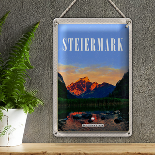 Blechschild Reise 20x30cm Steiermark Österreich Urlaub See Natur