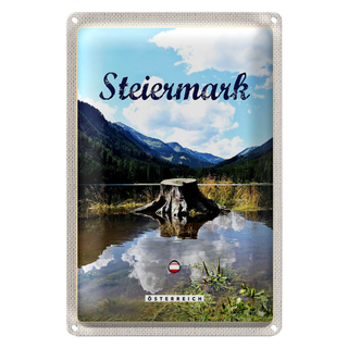 Blechschild Reise 20x30cm Steiermark Österreich See Wald Berg