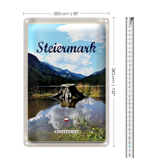 Blechschild Reise 20x30cm Steiermark Österreich See Wald Berg