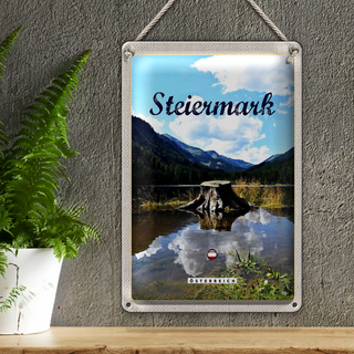 Blechschild Reise 20x30cm Steiermark Österreich See Wald Berg