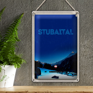 Blechschild Reise 20x30cm Stubaital Österreich Winterzeit Schnee