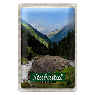 Blechschild Reise 20x30cm Stubaital Österreich Wanderung Natur