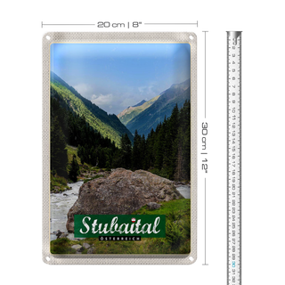 Blechschild Reise 20x30cm Stubaital Österreich Wanderung Natur