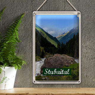 Blechschild Reise 20x30cm Stubaital Österreich Wanderung Natur