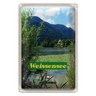 Blechschild Reise 20x30cm Weissensee Urlaub See schwimmen Natur