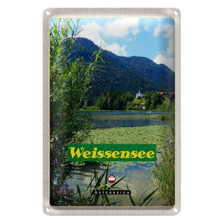Blechschild Reise 20x30cm Weissensee Urlaub See schwimmen Natur