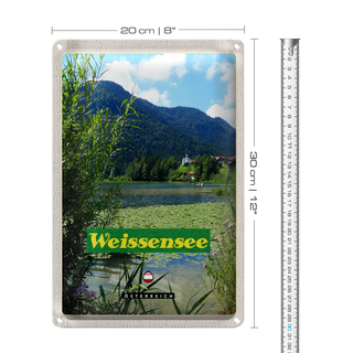 Blechschild Reise 20x30cm Weissensee Urlaub See schwimmen Natur