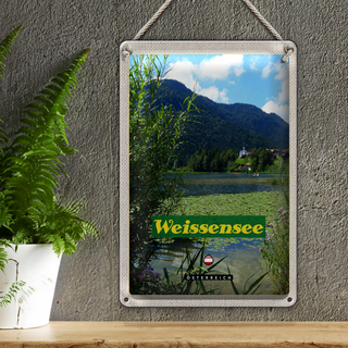 Blechschild Reise 20x30cm Weissensee Urlaub See schwimmen Natur