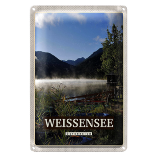 Blechschild Reise 20x30cm Weissensee Urlaub See Wälder Natur