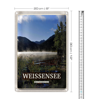 Blechschild Reise 20x30cm Weissensee Urlaub See Wälder Natur