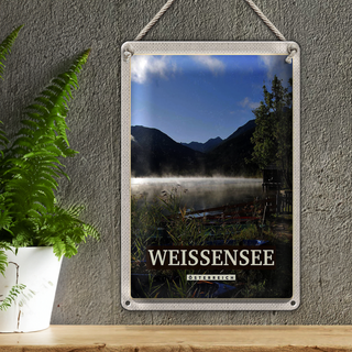 Blechschild Reise 20x30cm Weissensee Urlaub See Wälder Natur