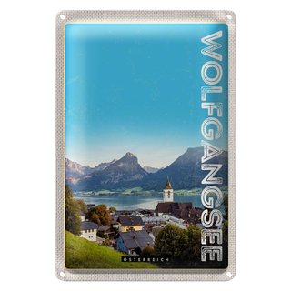 Blechschild Reise 20x30cm Wolfgangsee Familienurlaub See Wälder