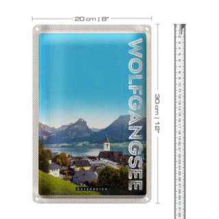 Blechschild Reise 20x30cm Wolfgangsee Familienurlaub See Wälder