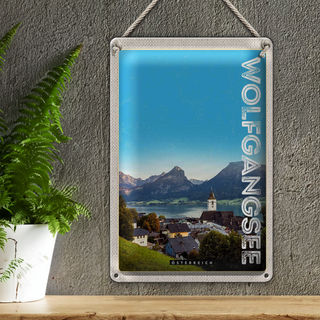 Blechschild Reise 20x30cm Wolfgangsee Familienurlaub See Wälder