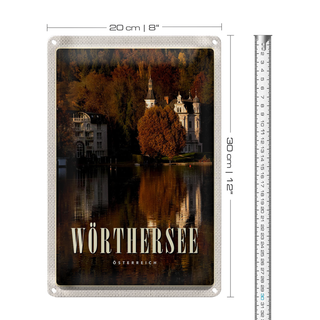 Blechschild Reise 20x30cm Wörthersee Europa Schloss Natur Urlaub