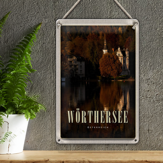 Blechschild Reise 20x30cm Wörthersee Europa Schloss Natur Urlaub