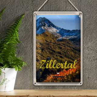 Blechschild Reise 20x30cm Zillertal Österreich Natur Berg Wälder