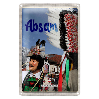 Blechschild Reise 20x30cm Absam Österreich Karneval Umzug Tirol