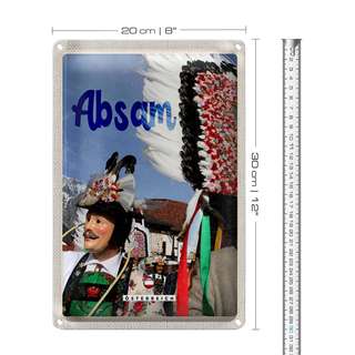 Blechschild Reise 20x30cm Absam Österreich Karneval Umzug Tirol
