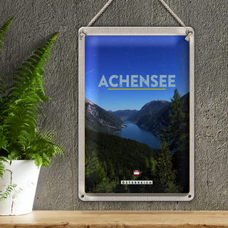 Blechschild Reise 20x30cm Achensee Österreich Familie Wanderung