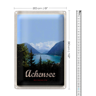 Blechschild Reise 20x30cm Achensee Wandertour Berge See Natur