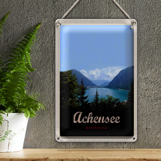 Blechschild Reise 20x30cm Achensee Wandertour Berge See Natur