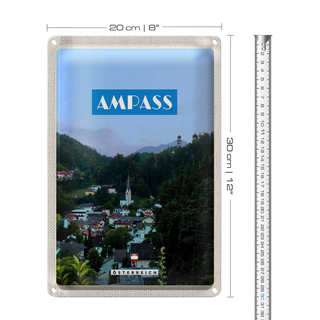 Blechschild Reise 20x30cm Ampass Österreich Tal Altstadt Natur