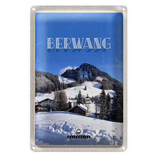 Blechschild Reise 20x30cm Berwang Österreich Schnee Skiurlaub