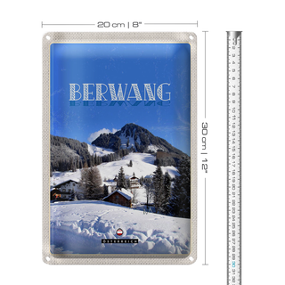 Blechschild Reise 20x30cm Berwang Österreich Schnee Skiurlaub