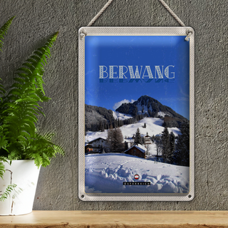 Blechschild Reise 20x30cm Berwang Österreich Schnee Skiurlaub
