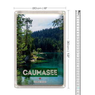 Blechschild Reise 20x30cm Caumasee Schweiz Berge Wälder Natur
