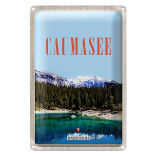 Blechschild Reise 20x30cm Caumasee Schweiz Schnee Natur Urlaub