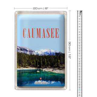 Blechschild Reise 20x30cm Caumasee Schweiz Schnee Natur Urlaub