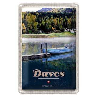 Blechschild Reise 20x30cm Davos Schweiz See Wanderung Urlaub