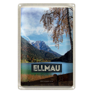 Blechschild Reise 20x30cm Ellmau Österreich Berge See Natur