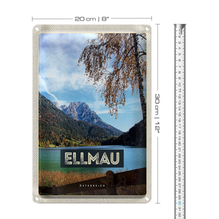 Blechschild Reise 20x30cm Ellmau Österreich Berge See Natur