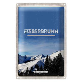 Blechschild Reise 20x30cm Fieebrbrunn Österreich Winter Ski