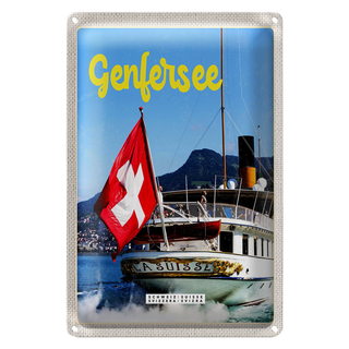 Blechschild Reise 20x30cm Genfersee Schweiz Lasuisse Schifftour
