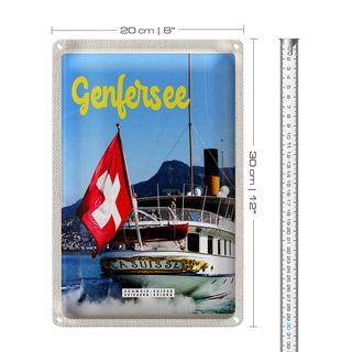Blechschild Reise 20x30cm Genfersee Schweiz Lasuisse Schifftour