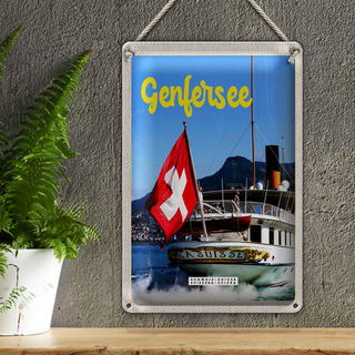 Blechschild Reise 20x30cm Genfersee Schweiz Lasuisse Schifftour